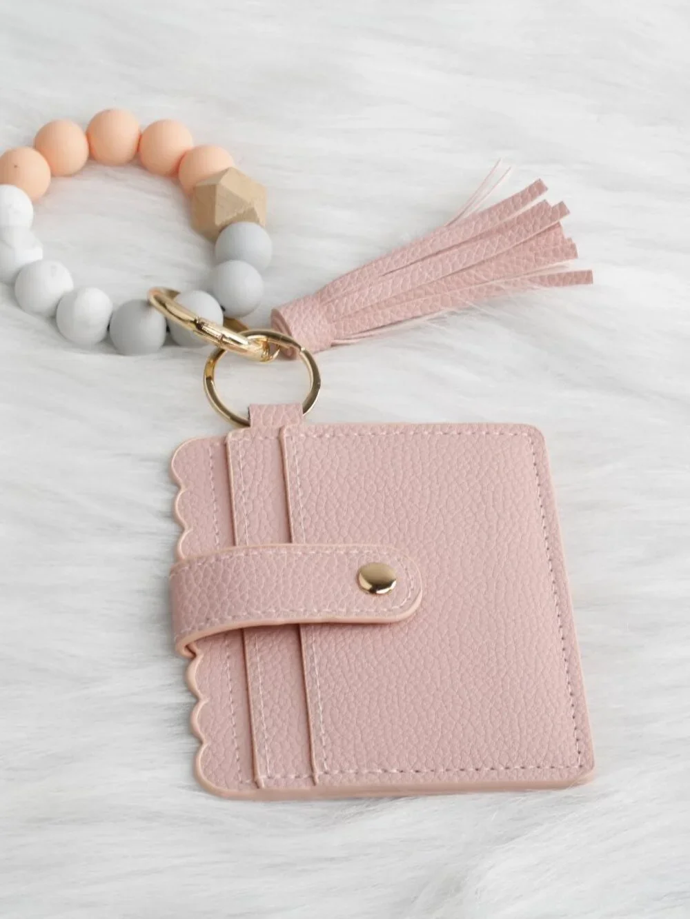 Assorted colored wallets with Beaded Silicon Wristlet Keychains B24